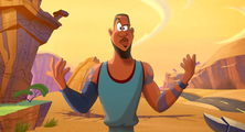LeBron as seen in a "Looney Tunes"-esque cartoony segment from Space Jam: A New Legacy