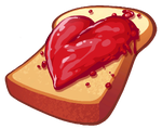 A Toast covered with heart-shaped jam, used when toasting someone during Valentine's Day events.