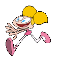 Animation of Dee Dee running in the background of the Dexter's Laboratory maps.