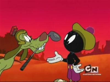Marvin the Martian in his golfing outfit in Duck Dodgers.