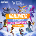 Promotional poster for MultiVersus' Game Awards nominations.