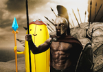 A meme posted by Tony Huynh on Twitter that depicts Banana Guard standing next to Leonidas from 300.