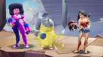 Garnet, Lady Banana Guard, and Wonder Woman on Sky Arena.