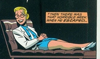 Dr. Harleen Quinzel as she appeared in her debut in the 1993 The Batman Adventures: Mad Love one-shot comic book.