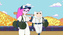 Finn the Human in his baseball uniform in Adventure Time.